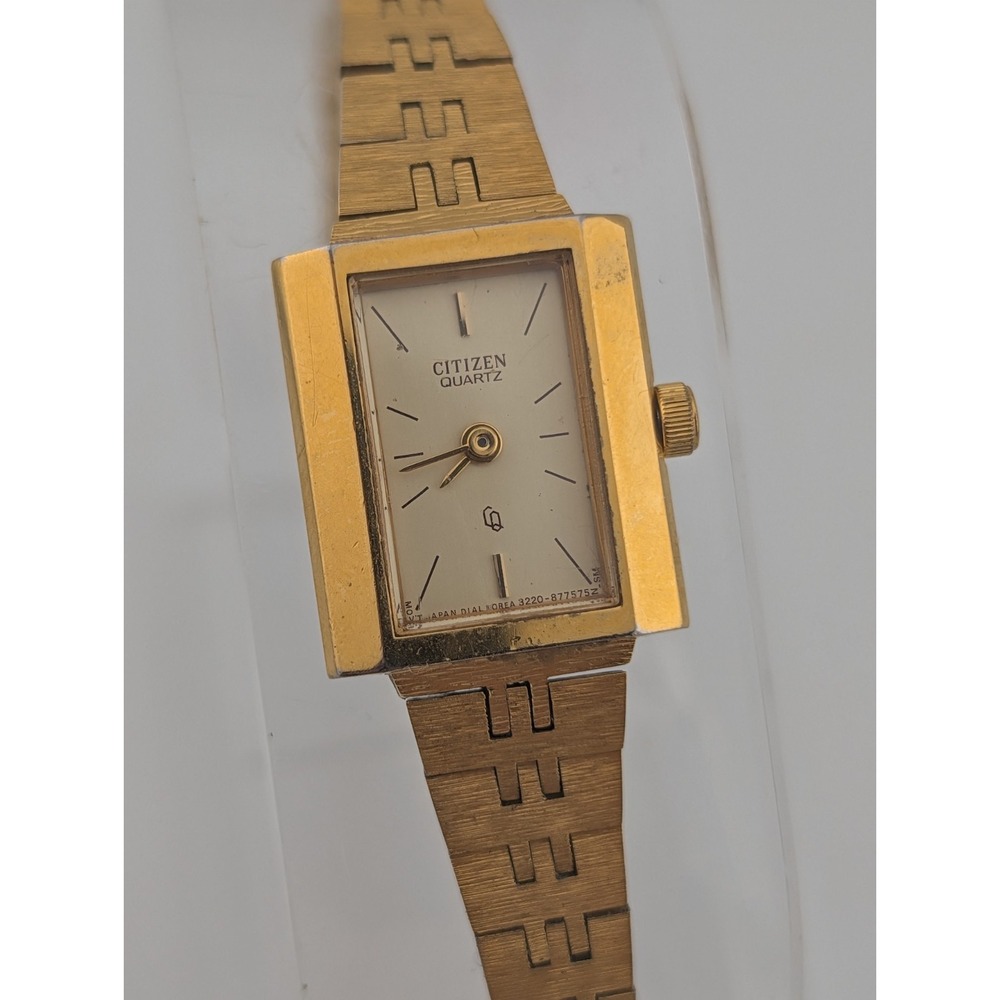 Vintage Citizen Women's Watch 17mm Case 6" Gold Band 3220-893409 New Battery